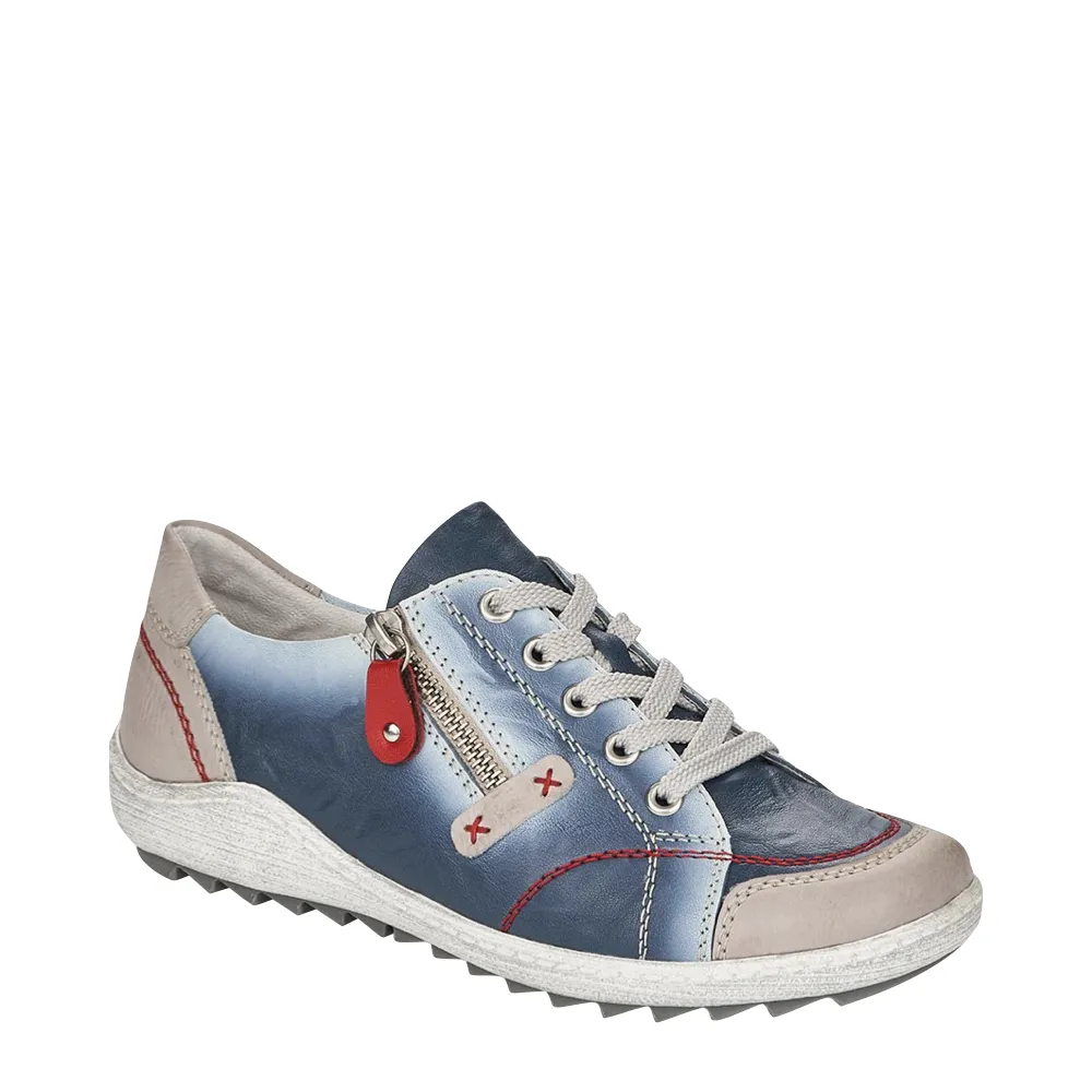 Remonte Women's Liv 27 Sneaker (Ice/Azur/Rosso)