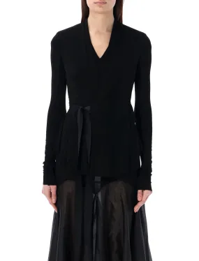 RICK OWENS Stretch Hollywood V-Neck Jacket for Women in Black