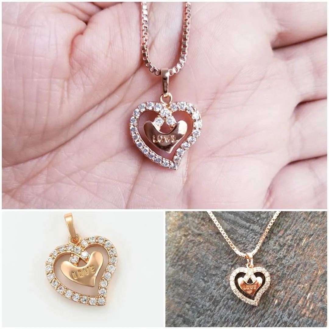 Rose gold Double Heart necklace