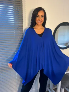 Royal Blue Button Detail Cape Millie