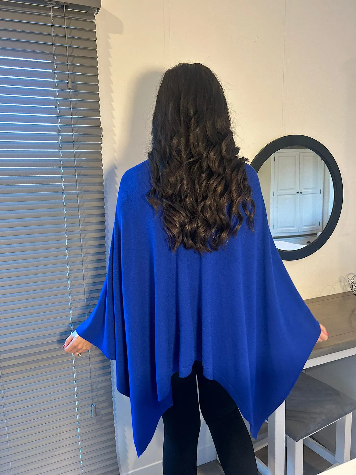 Royal Blue Button Detail Cape Millie