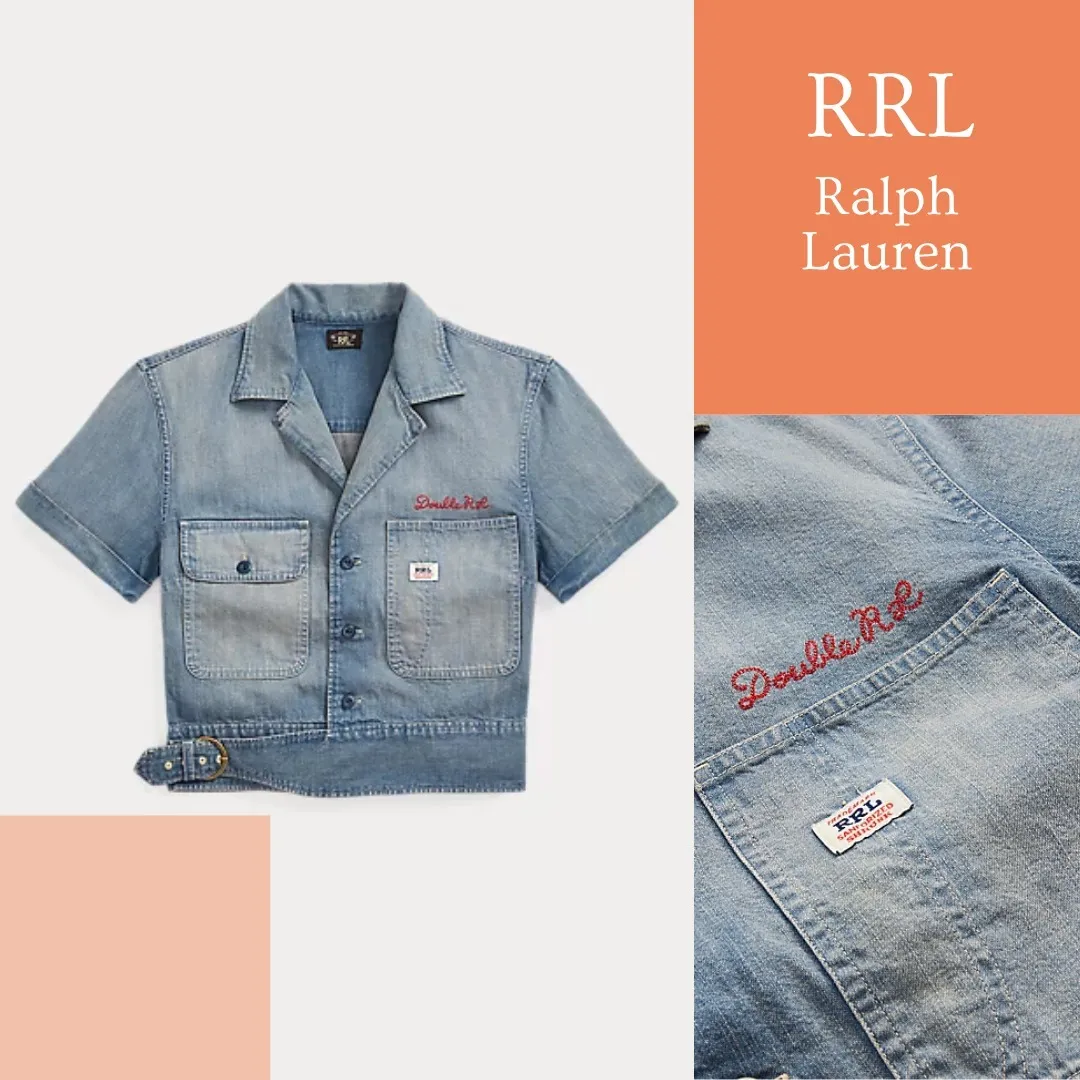 RRL  |Casual Style Denim Street Style Cotton Logo Front Button