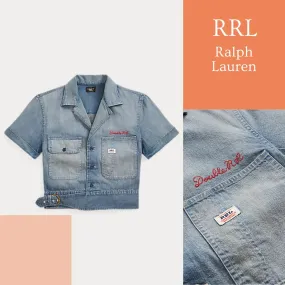 RRL  |Casual Style Denim Street Style Cotton Logo Front Button