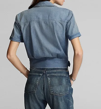 RRL  |Casual Style Denim Street Style Cotton Logo Front Button