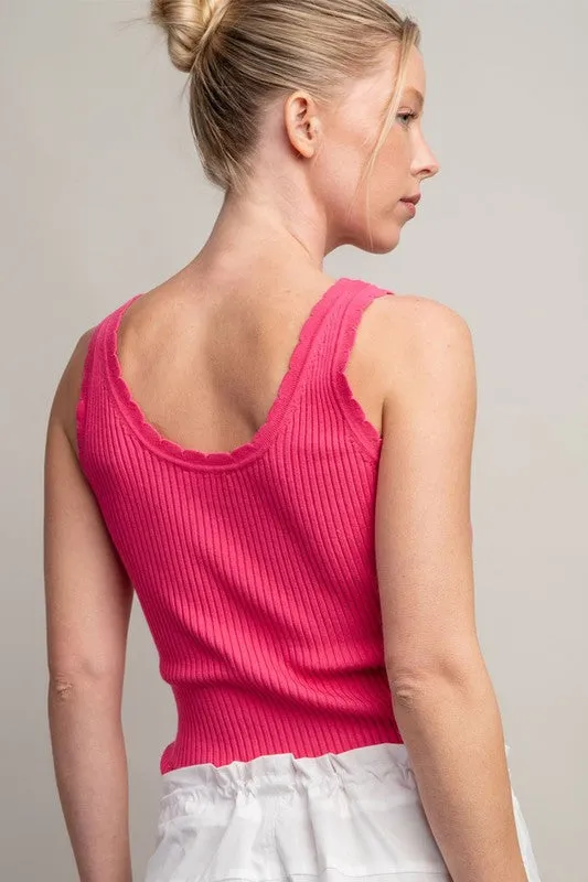 Scallop Tank - Hot Pink