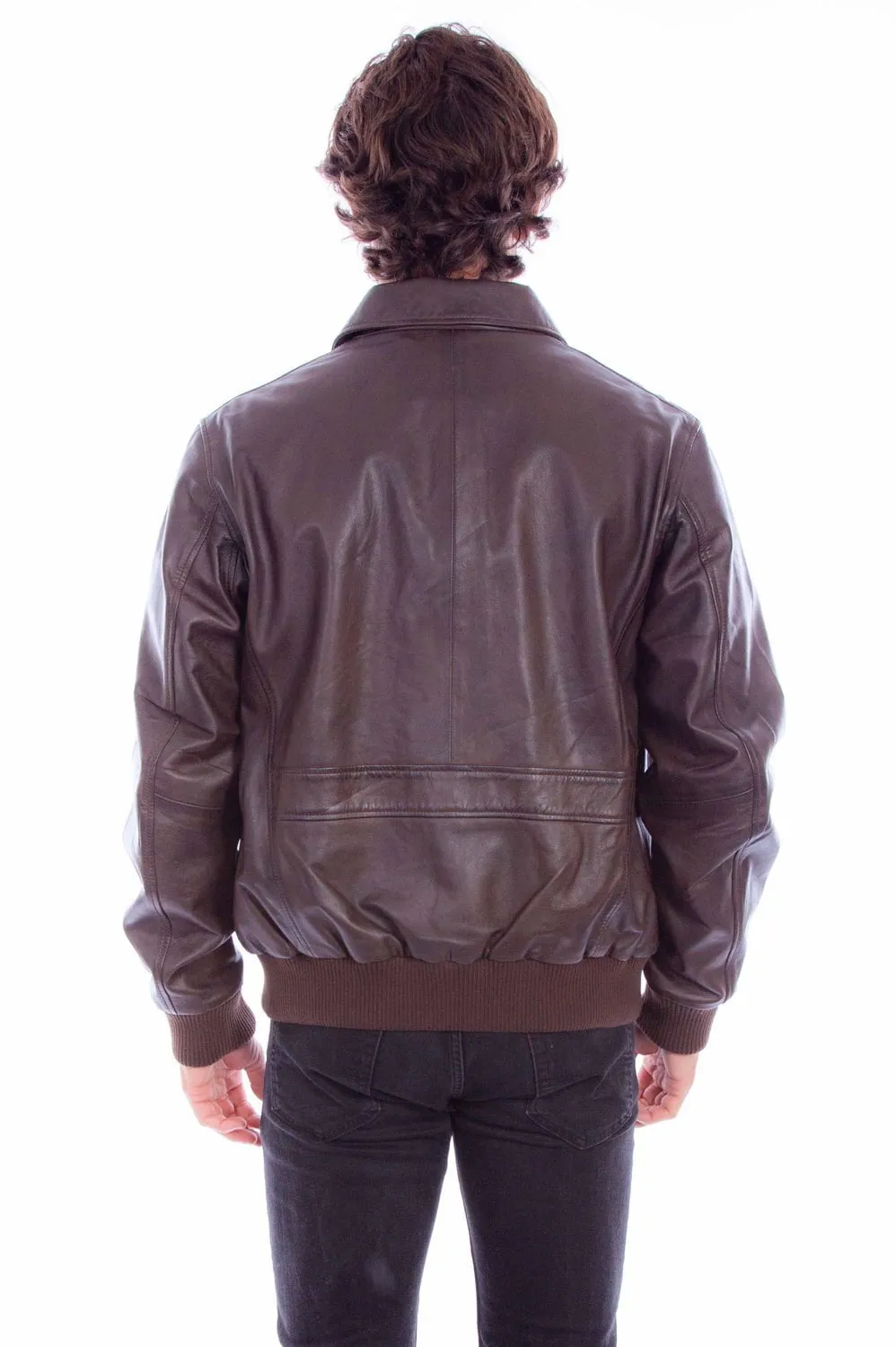 Scully Mens Classic Bomber Brown Leather Leather Jacket