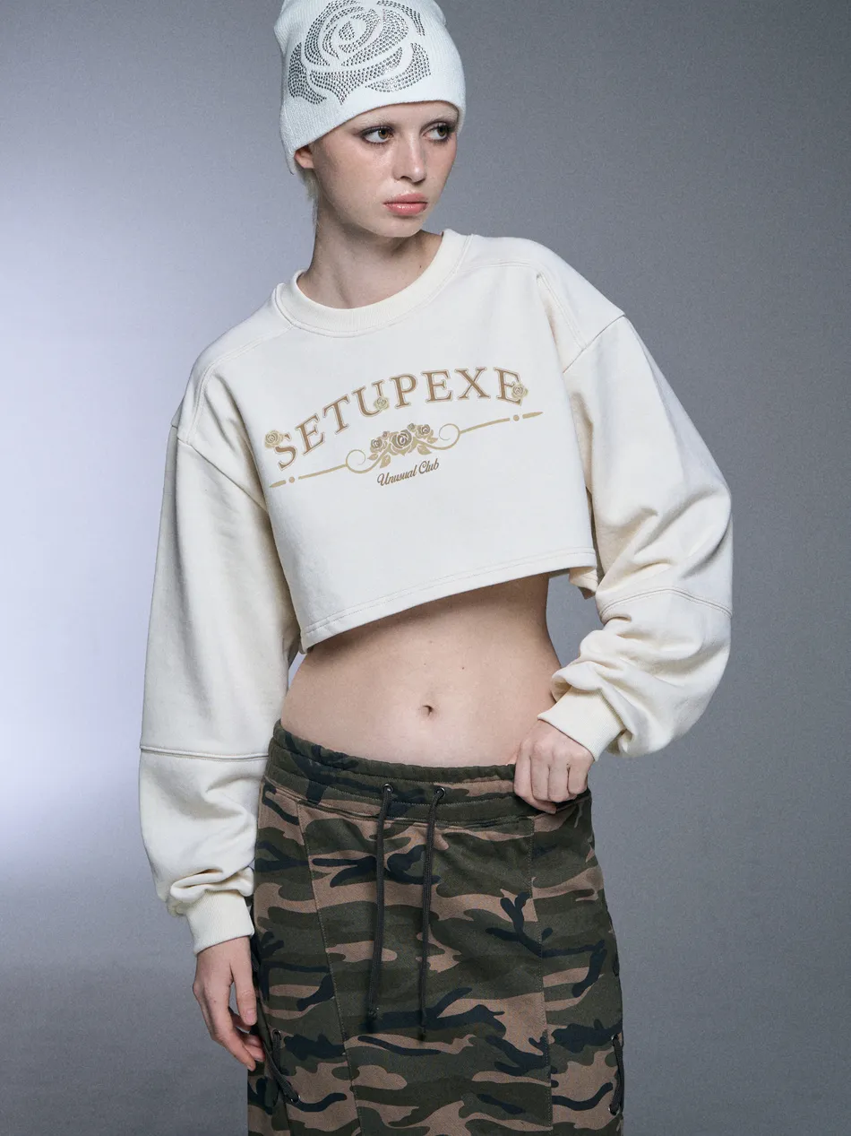 SETUP-EXE  |Flower Patterns Sweat Street Style Long Sleeves Cotton Logo