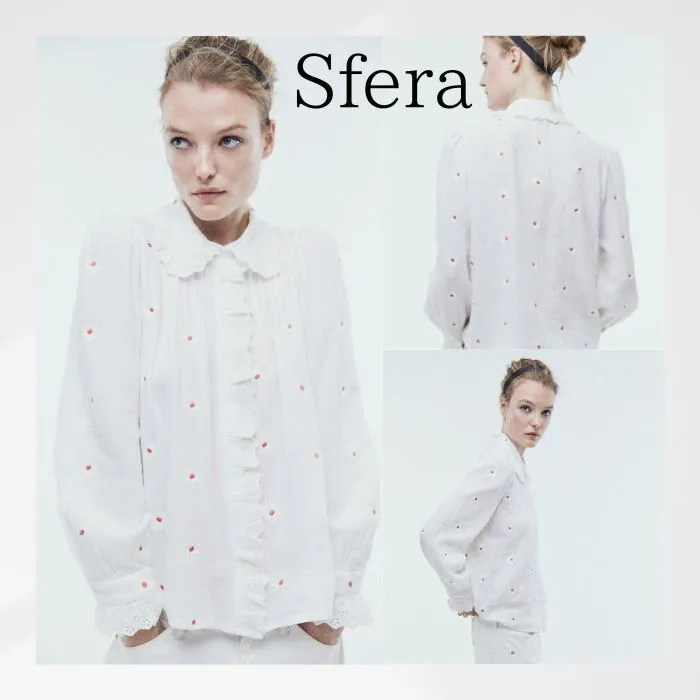 Sfera  |Flower Patterns Casual Style Long Sleeves Cotton