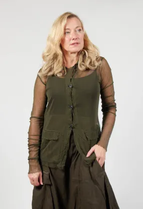 Sheer Long Sleeved Button Up Shirt in Khaki