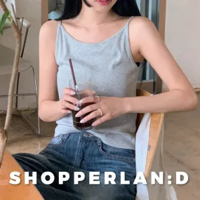 SHOPPERLAND  |Casual Style Rib Street Style Plain Cotton Cropped Tops