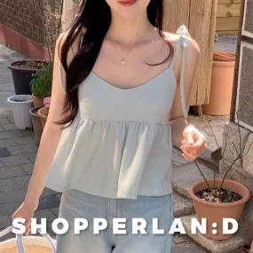 SHOPPERLAND  |Casual Style Street Style Plain Elegant Style Cropped Tops