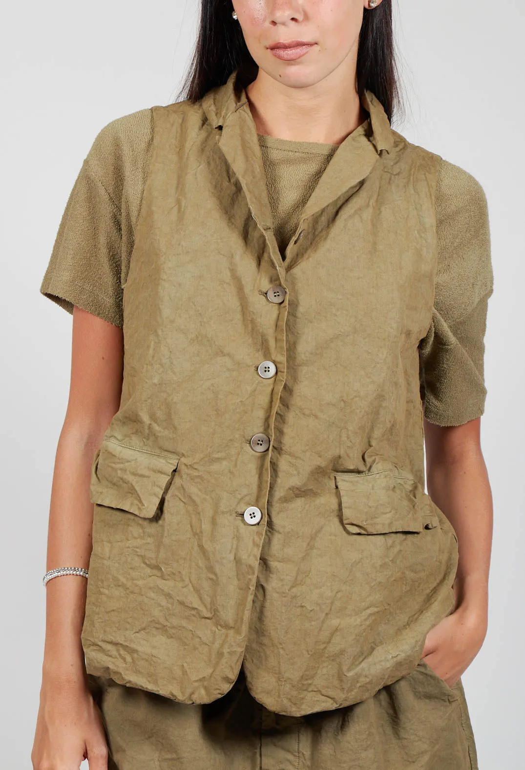 Sleeveless Blazer CC in Khaki