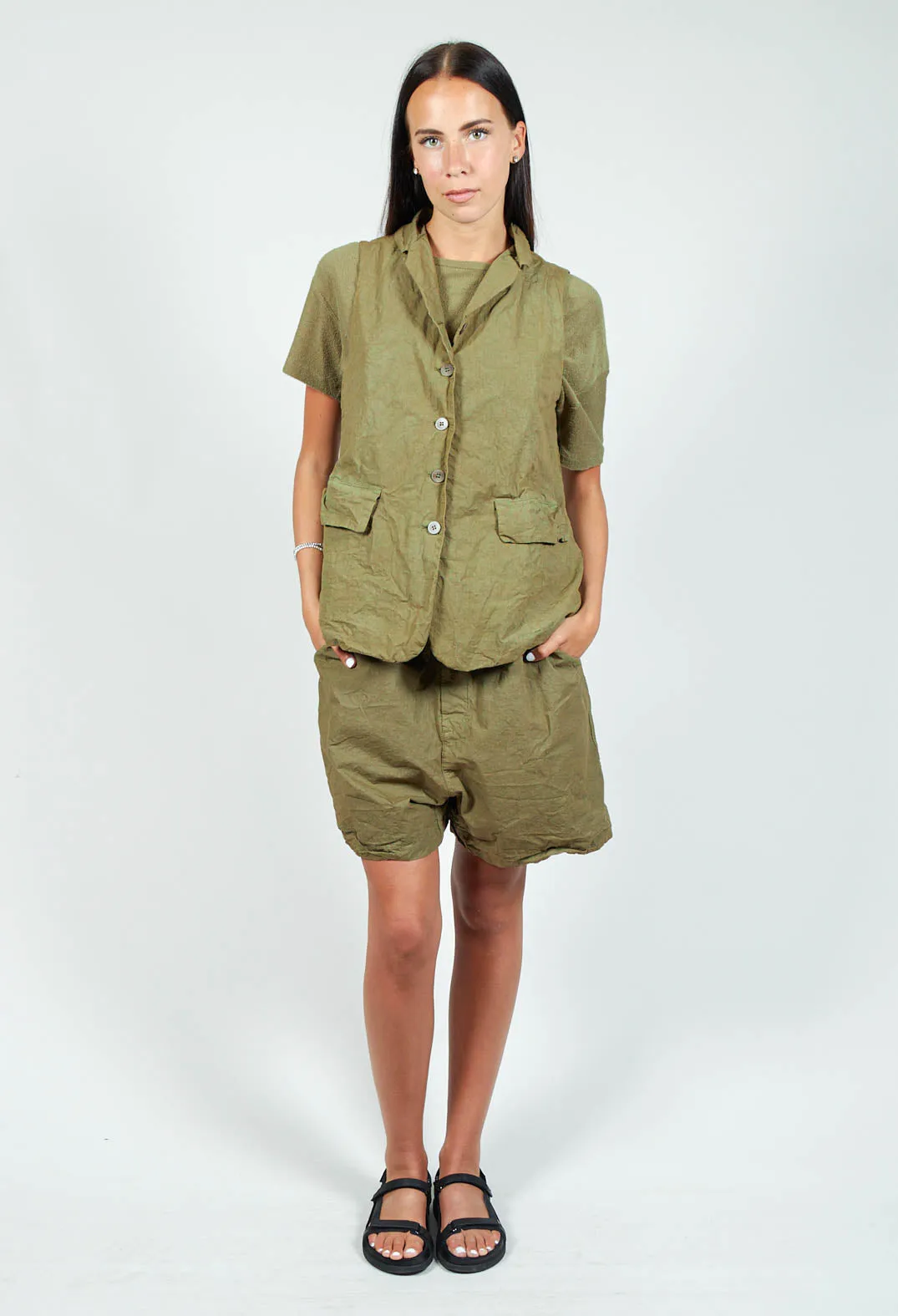 Sleeveless Blazer CC in Khaki