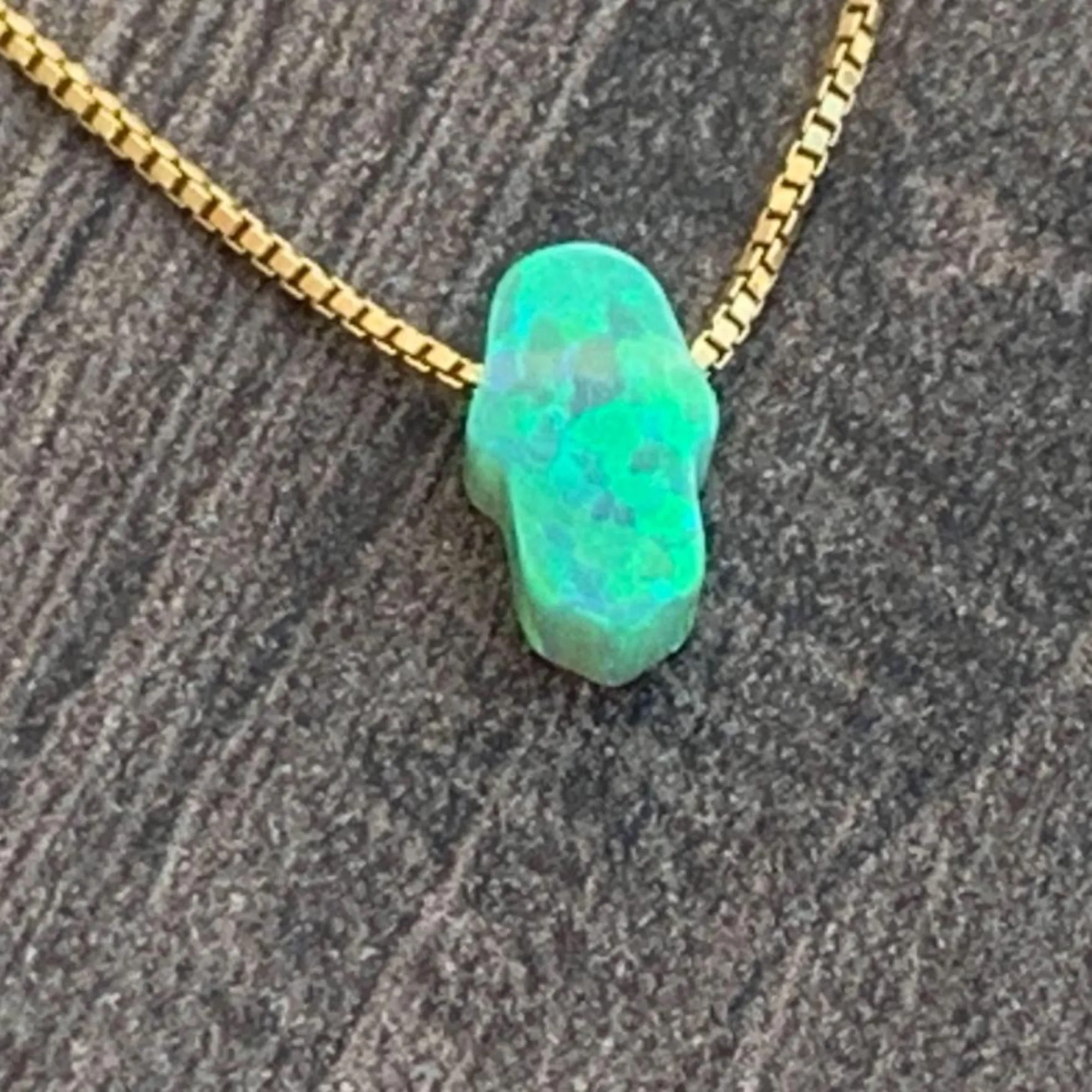 Small Opal Hamsa 14kt Gold Filled Necklace