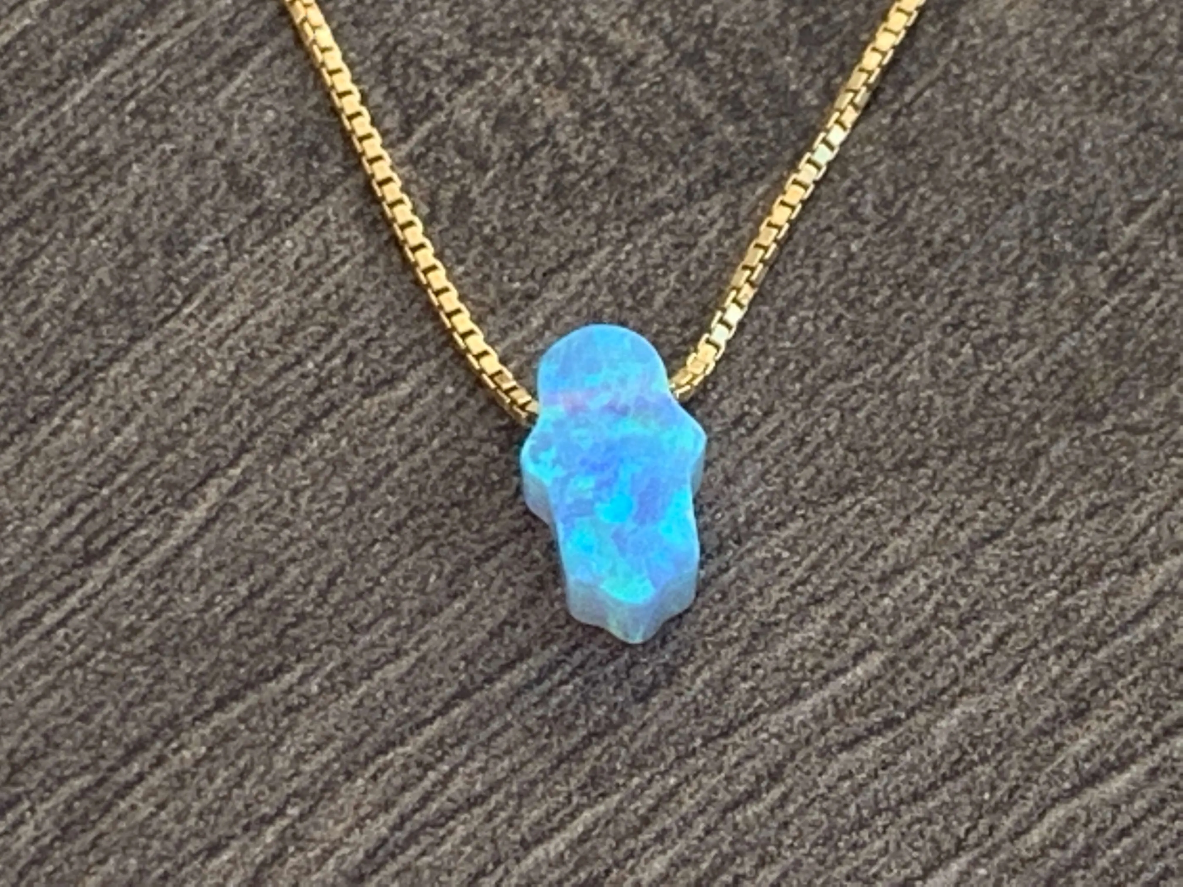 Small Opal Hamsa 14kt Gold Filled Necklace