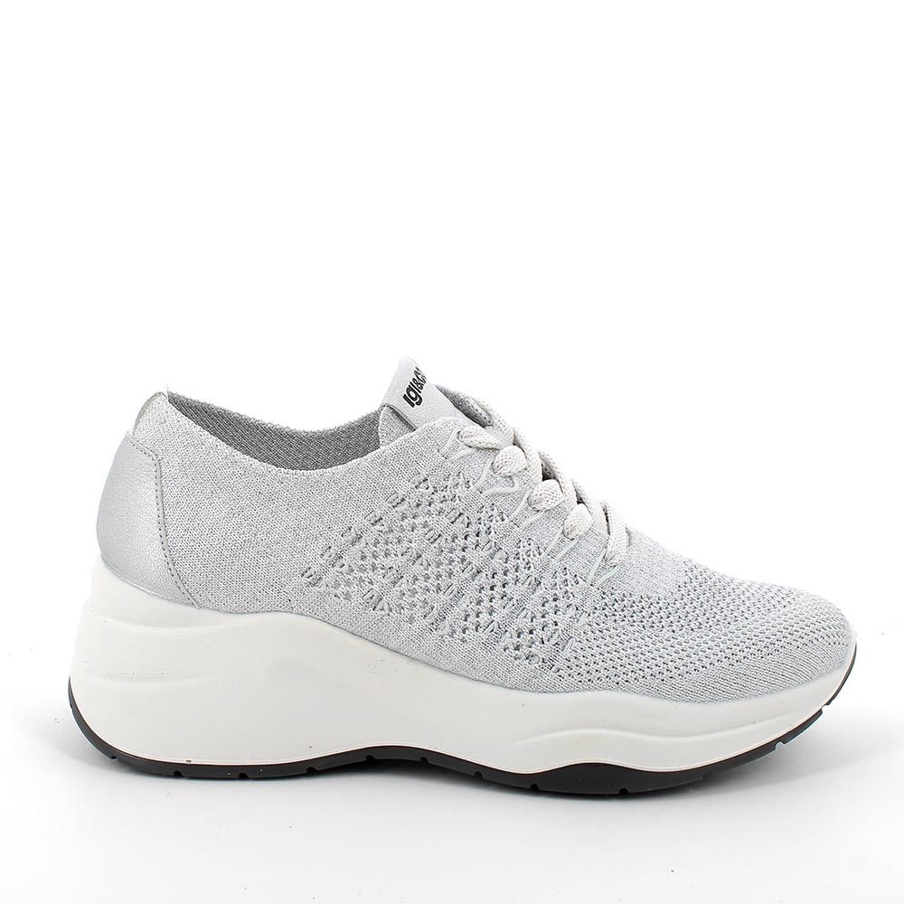 SNEAKERS CON ZEPPA IGI&CO DONNA T.FLYKNIT 25 BIANCO/ARGENTO  3663211