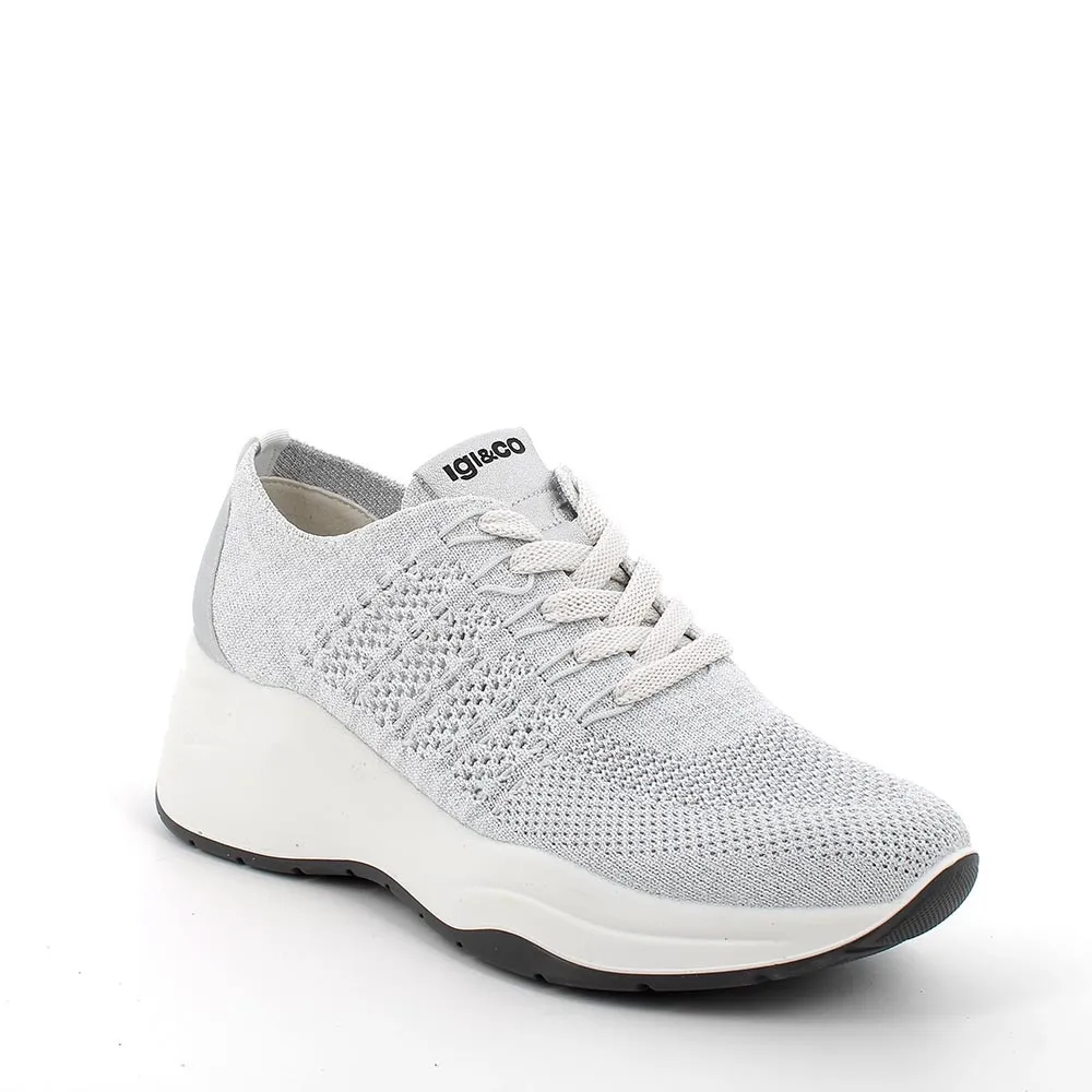 SNEAKERS CON ZEPPA IGI&CO DONNA T.FLYKNIT 25 BIANCO/ARGENTO  3663211