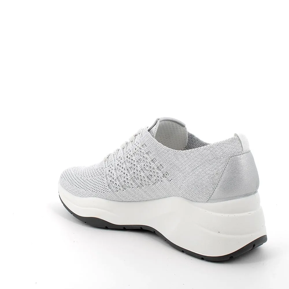 SNEAKERS CON ZEPPA IGI&CO DONNA T.FLYKNIT 25 BIANCO/ARGENTO  3663211