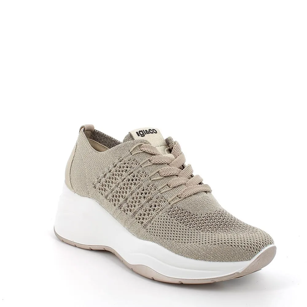 SNEAKERS CON ZEPPA  IGI&CO DONNA T.FLYKNIT BEIGE PLATINO 3663222