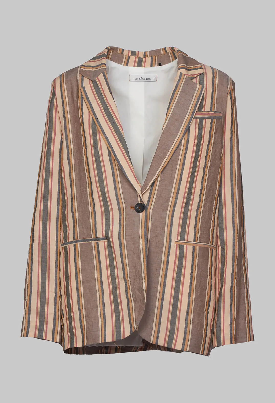 Striped Blazer with Single Button Fastening