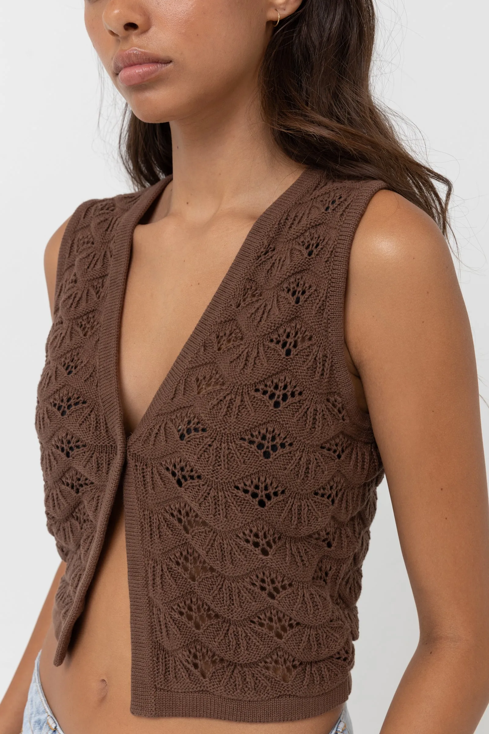 Sunny Knit Vest Chocolate