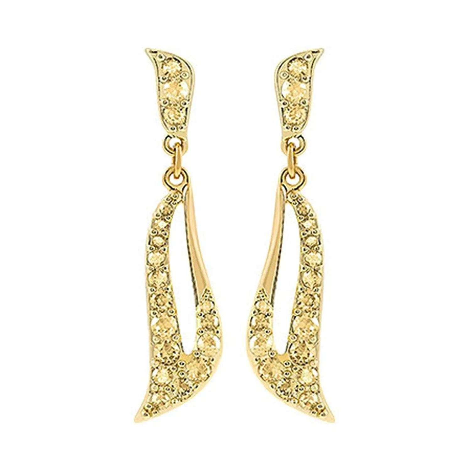 Swarovski Golden Shadow Crystal LEAF PIERCED EARRINGS Gold Plated #5073014