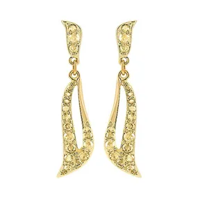 Swarovski Golden Shadow Crystal LEAF PIERCED EARRINGS Gold Plated #5073014