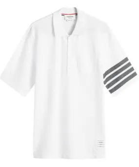 Thom Browne Men's 4 Bar Striped Waffle Polo