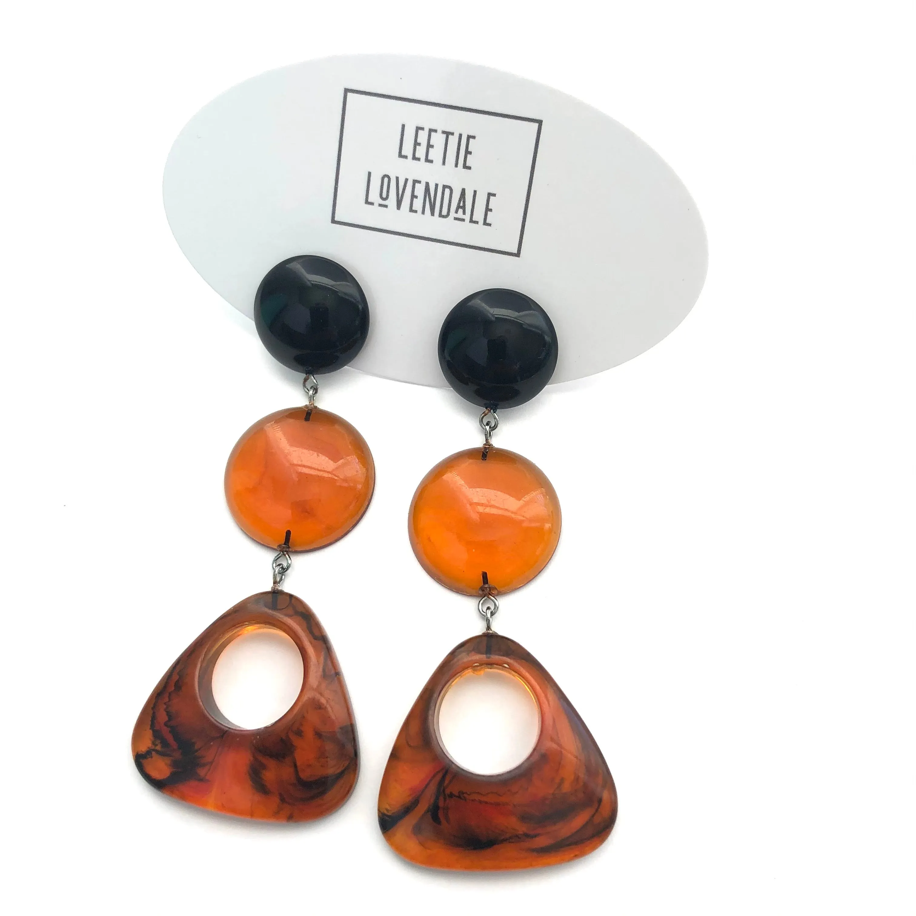 Tortoise & Black Triple Drop Statement Earrings