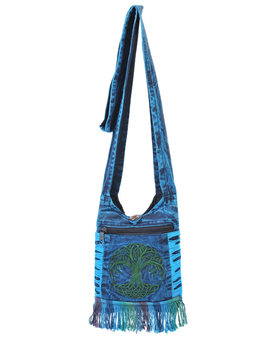 Tree of Life Embroidery Mini Hippie Bag