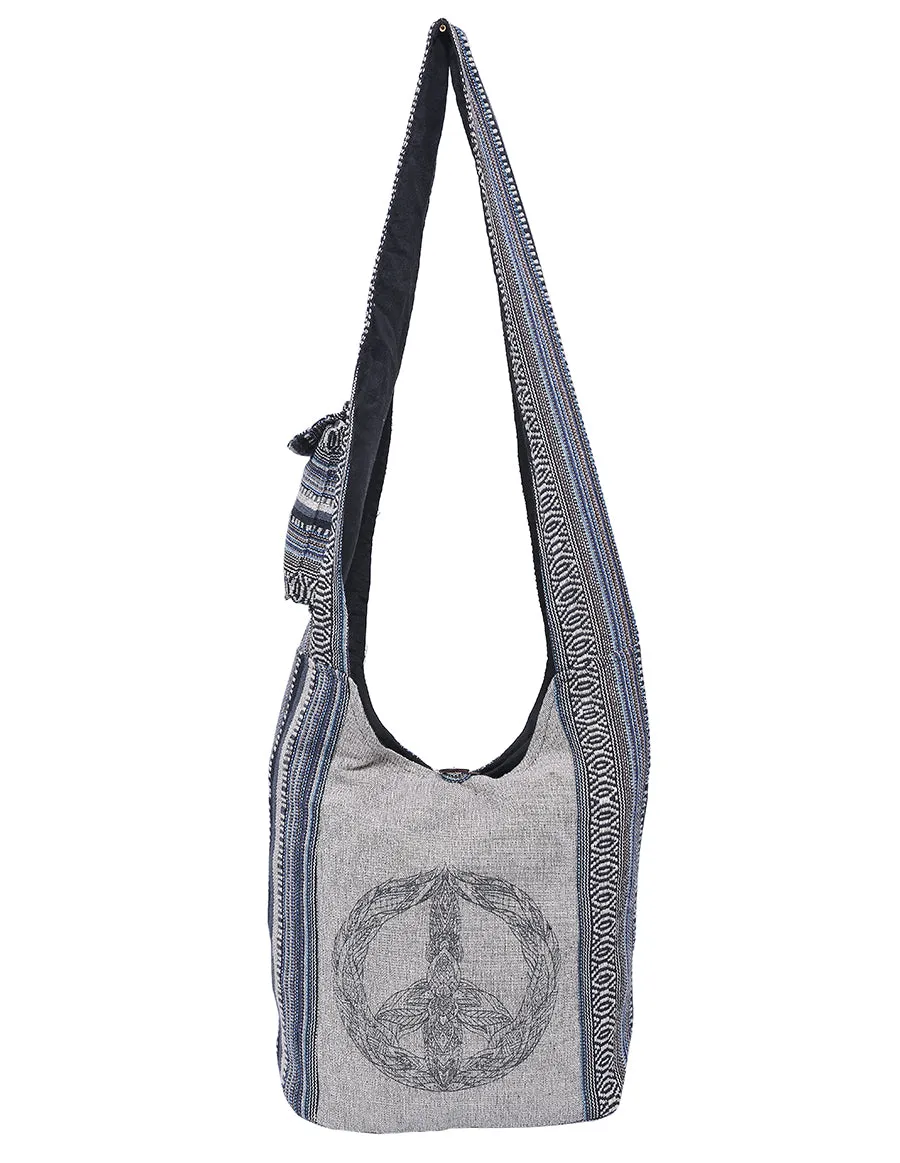 Tribal Peace Printed Cotton Hobo Bag