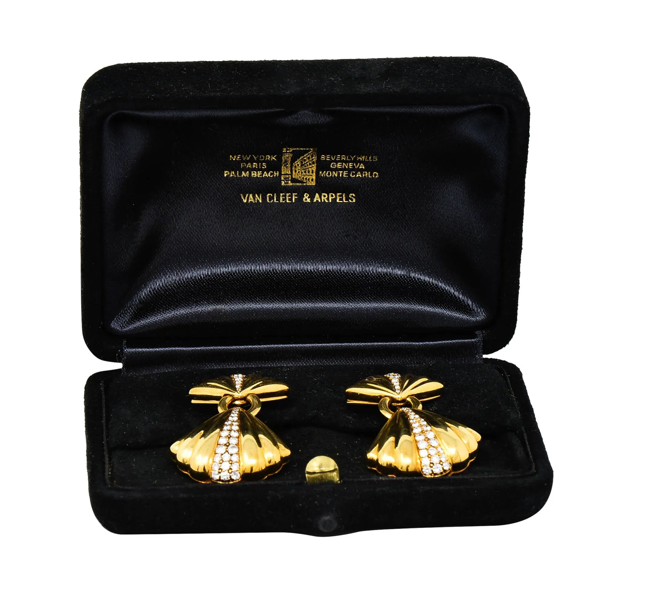 Van Cleef & Arpels 1.50 CTW Diamond 18 Karat Gold Vintage Drop Ear-Clip Earrings