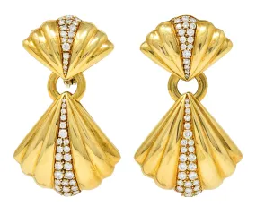 Van Cleef & Arpels 1.50 CTW Diamond 18 Karat Gold Vintage Drop Ear-Clip Earrings