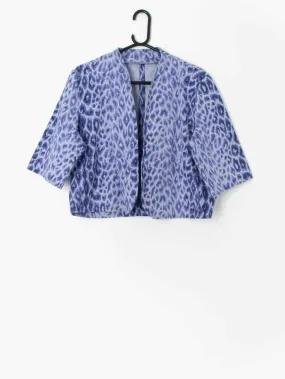 Vintage handmade blue leopard print jacket – Large