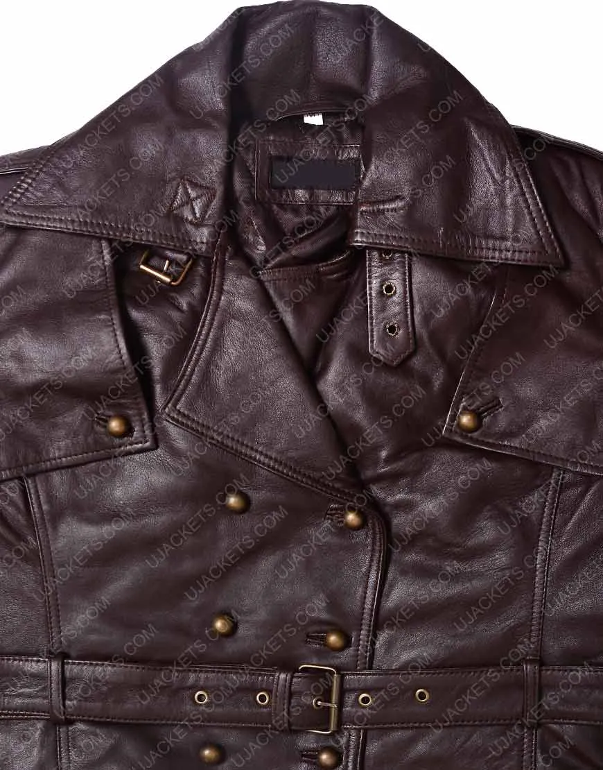 Women Safari Brown Leather Jacket | Short Lambskin Belted Jacket