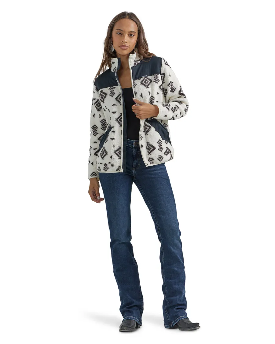 Women's Southwestern Contrast Full Zip Sherpa Jacket