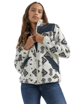 Women's Southwestern Contrast Full Zip Sherpa Jacket