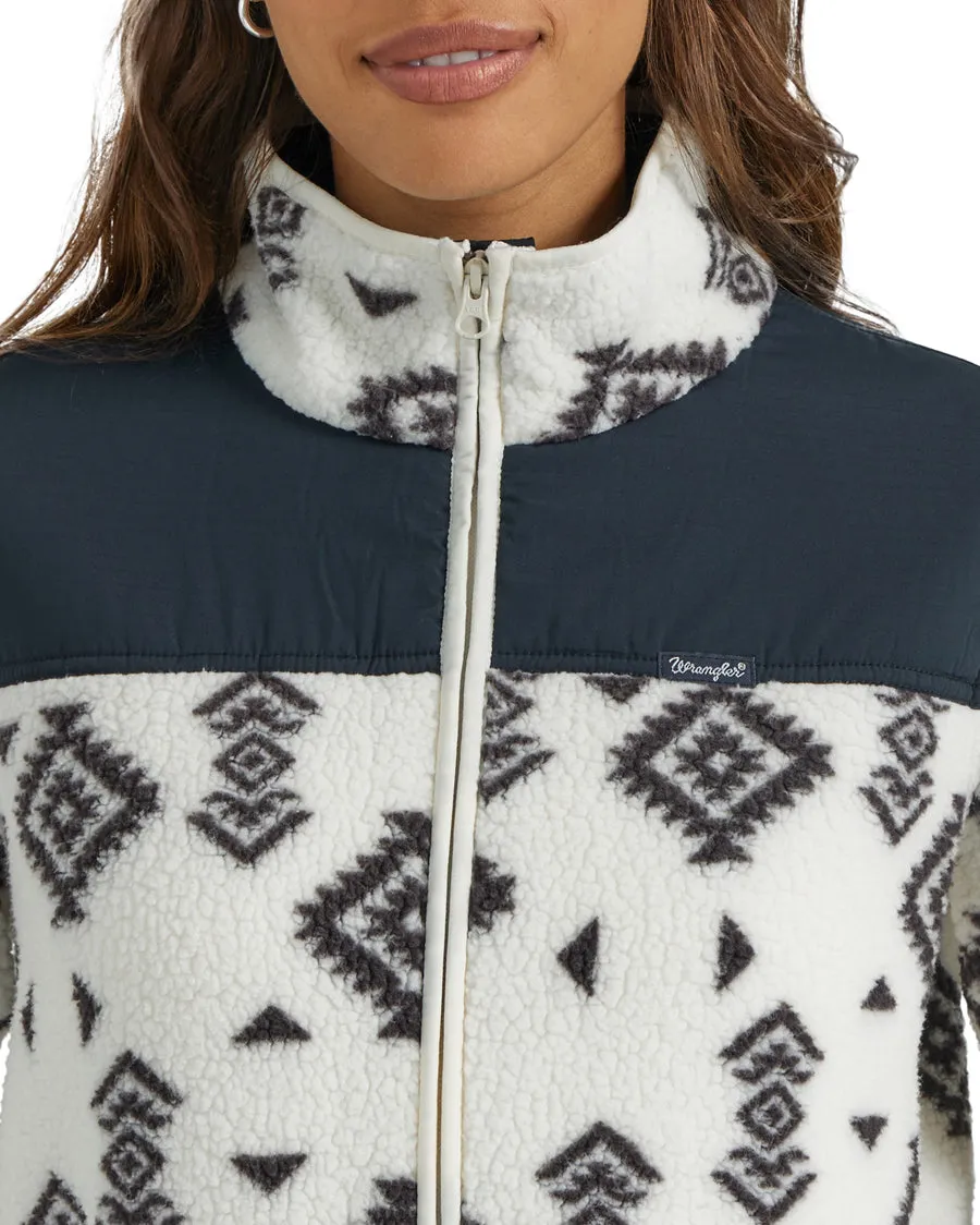 Women's Southwestern Contrast Full Zip Sherpa Jacket