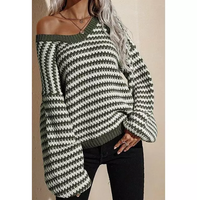 Women's Striped Long Sleeve Sweater