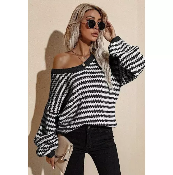 Women's Striped Long Sleeve Sweater