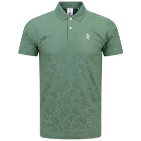 x QGC Jacquard Paisley Polo Deep Forest Green - SS24