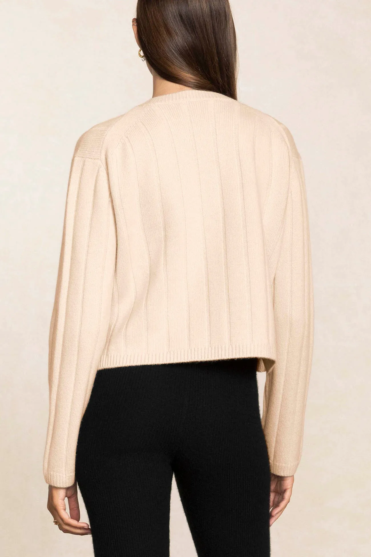 XENIA RIBBED CREWNECK CASHMERE SWEATER