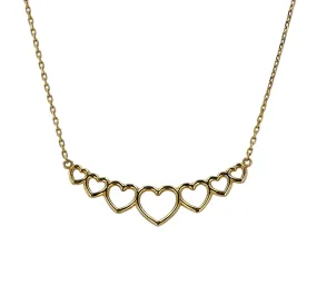 Yellow 10k gold hearts necklace-120