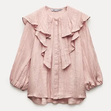 ZARA  |Casual Style Long Sleeves Elegant Style Shirts & Blouses