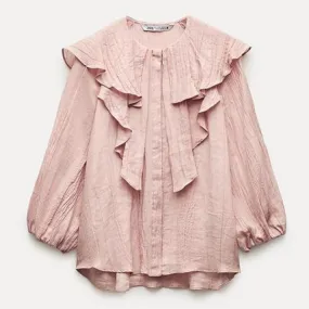 ZARA  |Casual Style Long Sleeves Elegant Style Shirts & Blouses