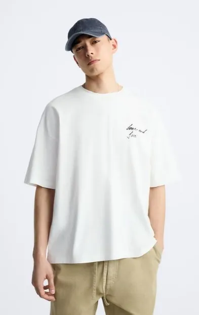 ZARA  |Cotton Short Sleeves T-Shirts