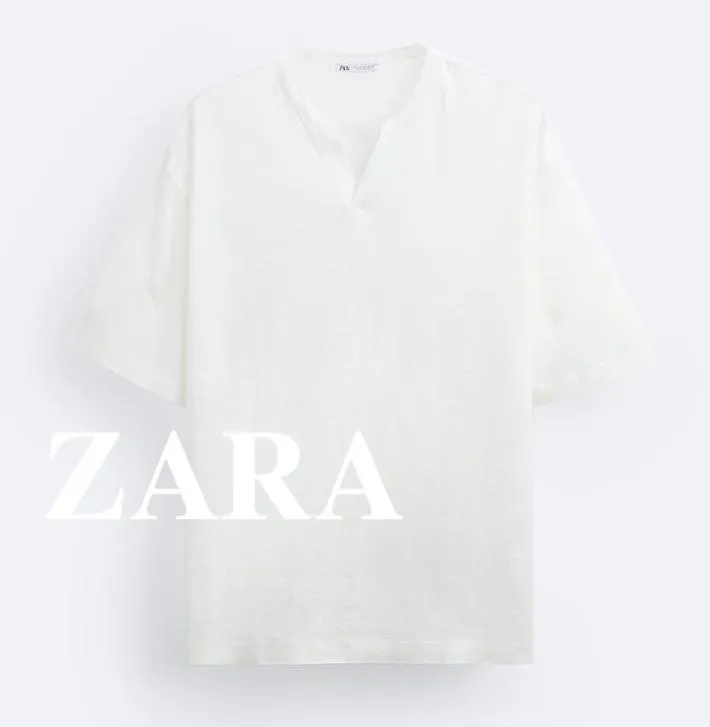 ZARA  |Linen Plain Short Sleeves T-Shirts