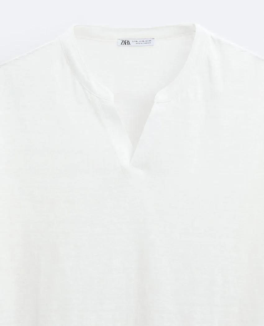 ZARA  |Linen Plain Short Sleeves T-Shirts